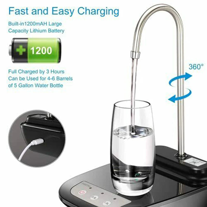 100% Electric Water Bottle Pump With Large Base Wireless Auto Drinking Water Dispenser