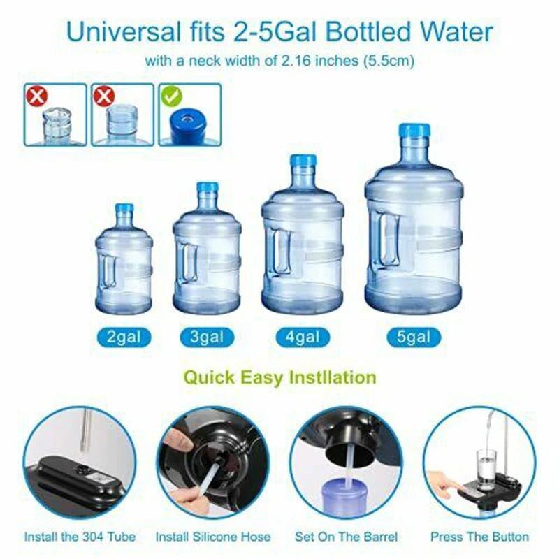 100% Electric Water Bottle Pump With Large Base Wireless Auto Drinking Water Dispenser