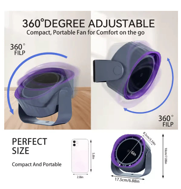 Bladeless Desk Fan with Digital Display with Free Neck Fan!
