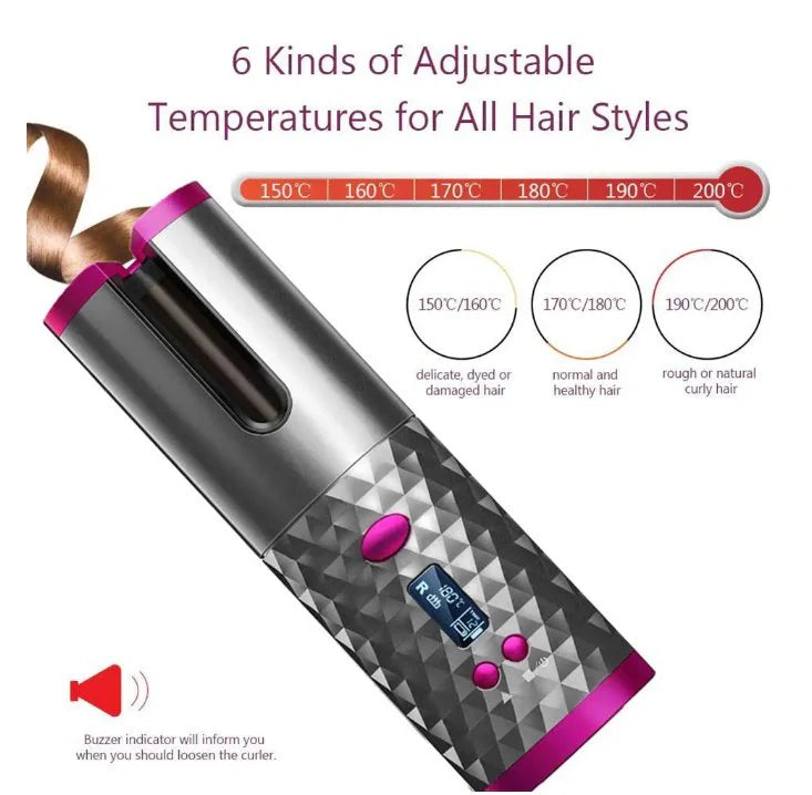Cordless Automatc Curler With Free Smooth Hair Straightener