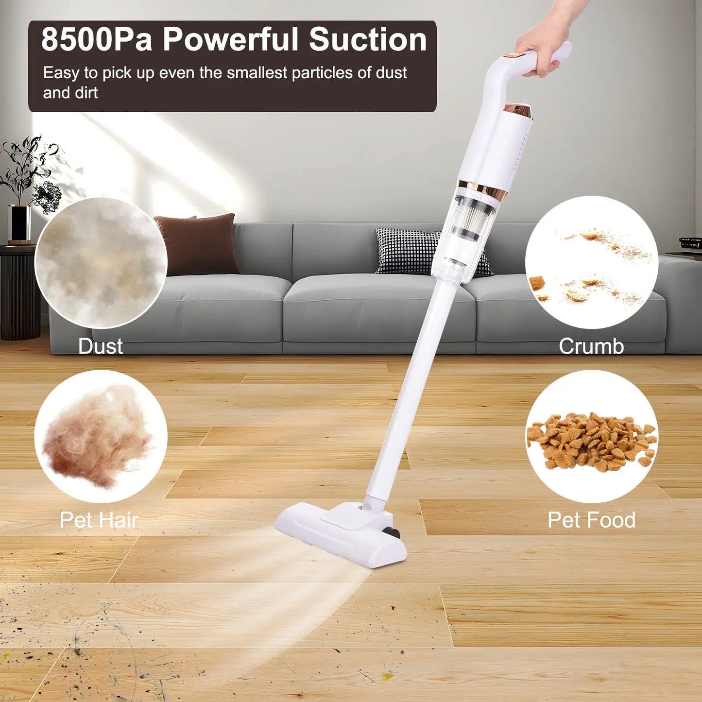 Electric Handheld 3-in-1 Vacuum Cleaner Wireless Sweeper 8500Pa Powerful Cordless Home Car Remove Mites Floor Dust Cleaner