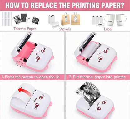 Portable Mini Pocket Printer BT Thermal Printer Pink Color